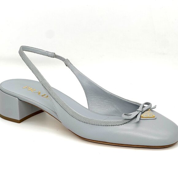Prada Light Gray Slingback Sandals - Picture 11 of 16